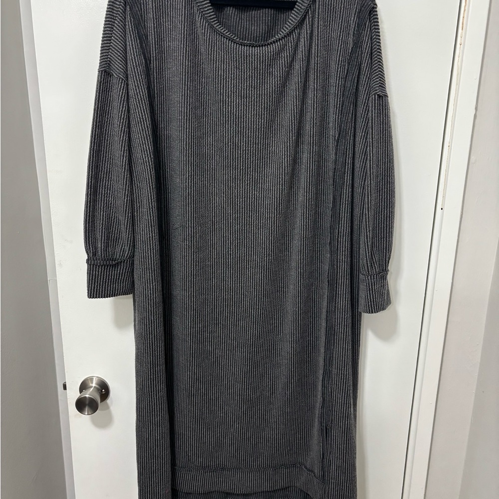 Elegant Gray Striped Dress